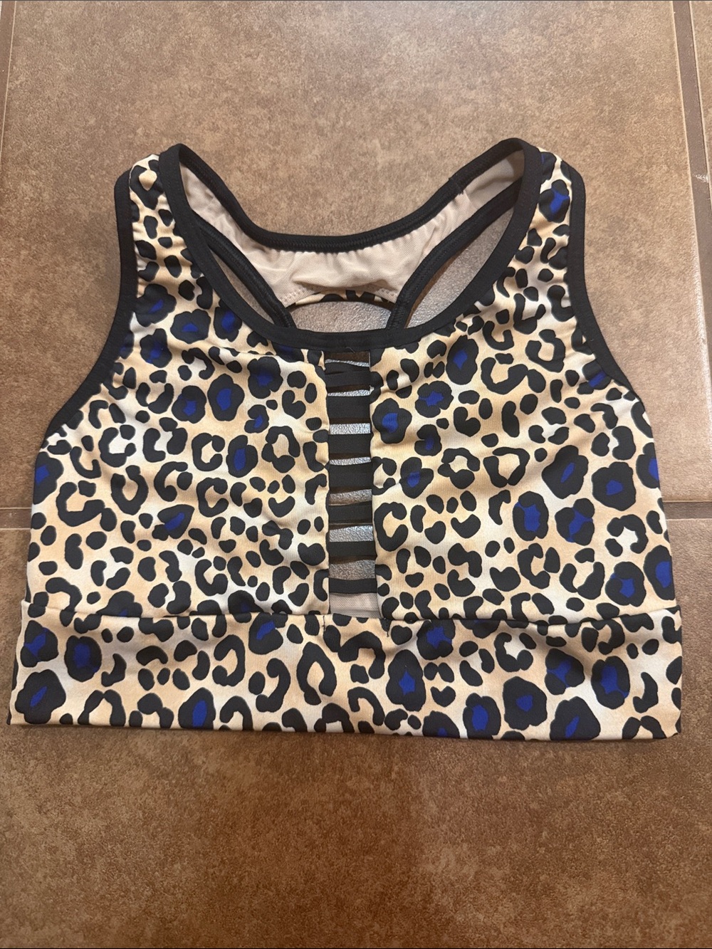 Victoria's Secret Girls Leopard Print Tank Top in Black, Cream & Blue
